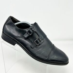 Vince Camuto Men's Black Leather Double Monk Strap Dress Shoes Size 12